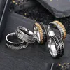 Bagues de bande Mise à jour Lucky Double Chaînes rotatives Bague en acier inoxydable Spin pour hommes Femmes Hip Hop Bijoux Drop Livraison Dhtam