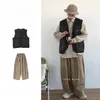 Tute da uomo 2 pezzi giapponese retrò funzionale utensili gilet multitasche tuta a gamba larga casual allentato High Street giacche pantaloni set