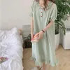 Women's Sleepwear Plaid Womens Summer Japan Korean Style Nightgown Night Dress Nightwear Home Wear Ruffles Petal Short Sleeve Pajamas