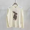 Women's Sweaters Mius Cute Embroidery sweaters for women Fashion Casual Embroidery Rabbit Wool Knit Shirt Round Neck Cute Slim Long Sleeve Female