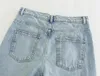 Jeans da donna Maxdutti American Vintage High Street Women Washed Harem Mommy Pieghettato Azzurro Fidanzato Rilassato