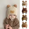 Berretti Cappelli Invernali Berretto da bambino Berretto da cartone animato Orso Protezione per le orecchie Cappello lavorato a maglia per bambini Ragazzi Ragazze Carino coreano Bambini caldi Crochet Gorros 230919