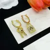 Charm designerörhängen, inbäddade zirkonlås och nycklar vänster och höger oregelbundna mönster kvinnors örhängen, eleganta med personlighet, 3 färger, gåvor