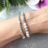 MG0961 6 mm Matte Pink Zebra Jasper Silver Color Plated Beaded Stacking Bracelets Dainty Bracelet Womens Healing Crystals Jewe269N