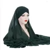 Vêtements ethniques Front Cross Hat avec écharpe en mousseline de soie Instant Hijab Underscarf Bonnet Cap Femmes Musulmanes Long Châle Wrap Veil Amira Foulard