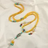 Pendant Necklaces Chinese Style Long Round Bead Agate Crossbody Chain Back Necklace