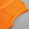 Grundlegende Casual Kleider Hohe Qualität Frauen Promi Party Orange Sexy Ärmel Bodycon Verband Nachtclub FashionDress 230919