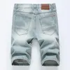 Men's Jeans Denim Shorts Mens Wear Classic Short Brand Clothing Cotton Elasticity Summer Hip-hop Ripped Blue Gray226j