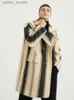 Men's Wool Blends Mid-Length Woolen Overcoat Men's Winter Loose Double-Breasted Mid-Length Checked Woolen Coat L230919