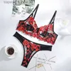 BRAS SETTS BRAS SET KVINNER ANVÄNDIGT SEXY underkläder Set spets Floral Bralette broderi Push up se genom trosor frestelse erotiska underkläder l230919