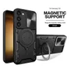 Fundas para teléfono con protección de lente deslizante Kickstand para Samsung Galaxy A54 A34 A24 A14 A04 A Series con soporte de anillo de rotación de 360 grados Funda para teléfono a prueba de golpes