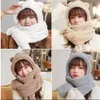 Nouveau mignon ours oreille chapeau écharpe gants ensemble hiver femmes bonnets casquettes chaud décontracté en peluche chapeaux décontracté solide polaire fille Kawaii présent