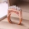 Conjunto de anillos de corte Vintage 2 en 1 S925 Color plata AAAAA cz anillos de boda para fiesta hueca para mujer joyería nupcial para dedo