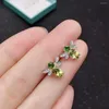 Stud Earrings Fashion 925 Silver Bee For Young Girl 4mm 6mm VVS Grade Natural Peridot Sterling Jewelry