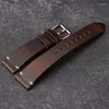 Titta på band handgjorda läder Watchban 18 19 20 21mm retro ultratunn lämplig för antik armband mjuk stil av mäns