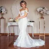 2022 Дизайнерское кружевное свадебное платье Плюс Размер Русалка Свадебные платья Винтаж Аппликация с плеча Сексуальные женские свадебные платья Arab229k