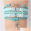 Charm Armbänder Medizinische Assistentin Krankenschwester Rn Brief Geflochtenes Leder Seil Wrap Armreif Für Frauen Modeschmuck Krankenschwestern Tag Geschenk Drop Deli Dhjdh