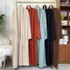 Ethnische Kleidung Herbst Winter Muslimische Frau Kleid Abaya Kimono Gestrickte Warme Gerippte Dubai Türkei Lange Strickjacke Mantel Outwear Islam