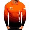 Polos męski gorąca wyprzedaż męska koszula polo z długim rękawem bawełniana koszula męska mustang car gradient moda biznesowa męska odzież pullover t230919