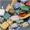 Pendant Necklaces Square Rectangar Crystal Stone For Earrings Necklace Keyring Healing Gemstone Charm Jewelry Drop Delivery Pendants Dhbr9