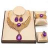 Necklace Earrings Set Dubai 18K Gold Plated For Women Fashion Nigerian Bridal Jewellry Wholesale Promotion