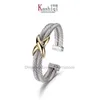 Bracelet Dy x Bracelet Sliver Gold Double Twisted Bracelets Hommes Bracelet Bijoux Fil Croix Femmes Mode Tendance Platine Plaqué Couleur Chanvre Bague Ouverture Bijoux 7 10MM