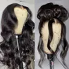 Body Wave Front Human Hair 250 Density Pre Plucked 13x4 Spets Frontat Wig 40 Inch Black/Blonde Syntetiska stängning Perk för kvinnor