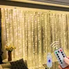Décorations de Noël Rideau Guirlande Ornement LED Guirlandes Lumineuse Festival Décoration USB Télécommande Vacances Lampe de Mariage pour Chambre Maison 230919