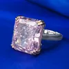 Luksusowy Radiant Cut 8ct Pink Diamond Pierścień 100% Real 925 Srebrny Party Wedding Pierścienie dla kobiet Mężczyzn zaręczynowy biżuteria