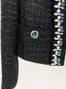 Misturas de lã feminina High Street Est FW Designer Moda Feminina Impressionante Strass Diamantes Beading Shawl Collar Tweed Jacket 230918