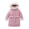 ダウンコート子供冬コットンジャケット2023ファッションガール服の子供用厚いパーカーフーダフード付きスノースーツアウターウェア