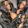 Body Wave Front Human Hair 250 Density Pre Plucked 13x4 Spets Frontat Wig 40 Inch Black/Blonde Syntetiska stängning Perk för kvinnor