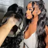 40 tum brasilianskt hår 13x4 Body Wave Spets Front Wig Pre Plucked Loose Wave Spets Frontal Wig Glueless Synthetic Red /Blonde /Black Wigs For Black Women