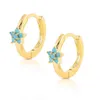 Hoop Earrings 925 Silver Needle Gold Color Zircon Flower Earring For Women Girls Fashion Party Wedding Jewelry E951