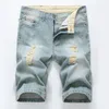 Men's Jeans Denim Shorts Mens Wear Classic Short Brand Clothing Cotton Elasticity Summer Hip-hop Ripped Blue Gray226j