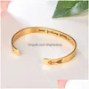 Bangle Atualização Aço Inoxidável Pulseira Aberta Carta Inspiradora Keep Going Pulseira Cuff Mulheres Homens Drop Delivery Jóias Pulseiras Dh98S