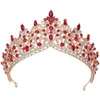 Rode kristallen hoofddeksels bruiloft accessoires barokke kronen zilver kralen bruids tiara's strass hoofd stukken voor Quinceanera Cro2525