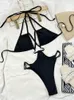 Women's Swimwear Swimsuit Sexy Beach Shorts Summer 2023 Black Bikini Cutout High Quality Halter Tether