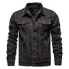 Männer Jacken 2023 Frühling Männer Solide Revers Denim Mode Motorrad Jeans Hommes Slim Fit Baumwolle Casual Schwarz Blau Mäntel 230919