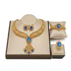 Necklace Earrings Set Exquisite Dubai 18k Gold Plated Jewelry Brand African Nigerian Wedding Bridal Jewellery Women Promotion