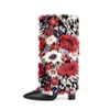 Stivali di lana moda elegante scarpe a punta tacco grosso polpaccio design alla moda scarpe da donna 092123