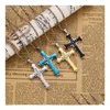 Pendant Necklaces Mens Crystal Cross Necklace For Women Double Layer Stainless Steel Crucifix Jesus Charm Chains Fashion Relin Jewelry Dhc13