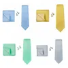 목 타이 Huishi 남자 단색 형식 웨딩 넥타이 Jacquard Woven Tie Handkerchief CuffLinks Business Suit 3pcs 230919