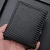 Wallets Carbon Fiber Men Retro Zipper Horizontal Wallet PU Leather Plaid Open Coin Purse Multifunctional Card Holder