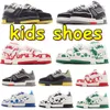 toddler shoes Kids Designer trainers Virgil kid shoe boys girls Causal Sneakers youth Leather Lace Up Platform Sole Sneaker yellow Black Luxury velvet