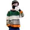 プルオーバー子供セーター秋のカラーパッチワークOneck編み編みの子供服冬514歳の暖かいコスチューム230918