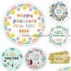 Autres fournitures de fête d'événement Happy Pâque Je Vacances Autocollants de voeux Étiquettes Célébration hébraïque Décoration florale Auto-adhésif D Dhrsl