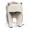 비니 두개골 모자 따뜻한 귀마개 두껍게 귀 튀긴 모자 겨울 냉장 증명면 고양이 귀 캡 러시아 230919