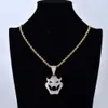 Men Hip Hop Zircon Halloween Dress Mask Vampire Monster Pendant Chaoren Necklace