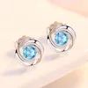 Stud Earrings KAROPEL S925 Sterling Silver Rose Flower Diamond Rotating Love Women's Korean Personality Wild